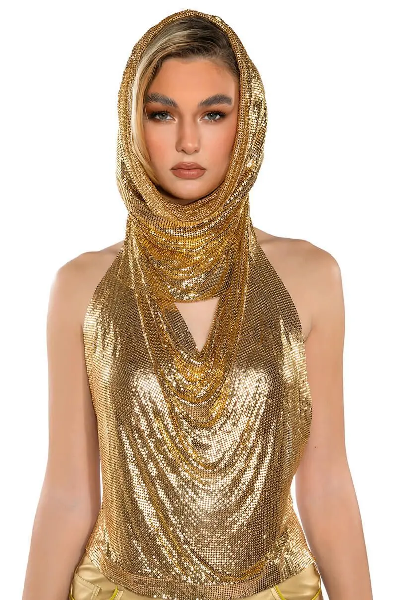 

Women Metal Sequins Tank Top With Turban 2 Piece Sexy V Neck Backless Suspender Rave Festival Party Nightclub Camisole