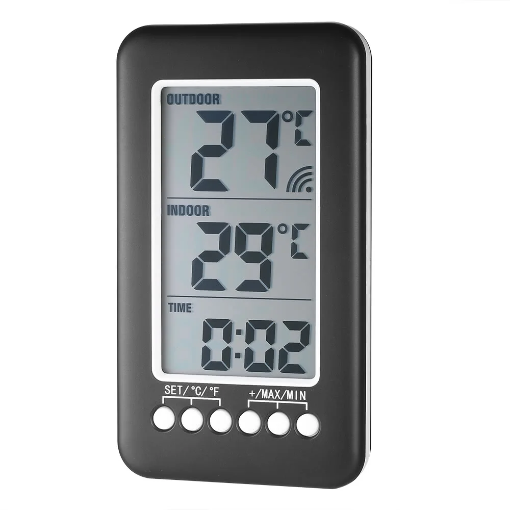 

LCD ℃/℉ Digital Wireless Indoor/Outdoor Thermometer Clock Temperature Meter With Tra