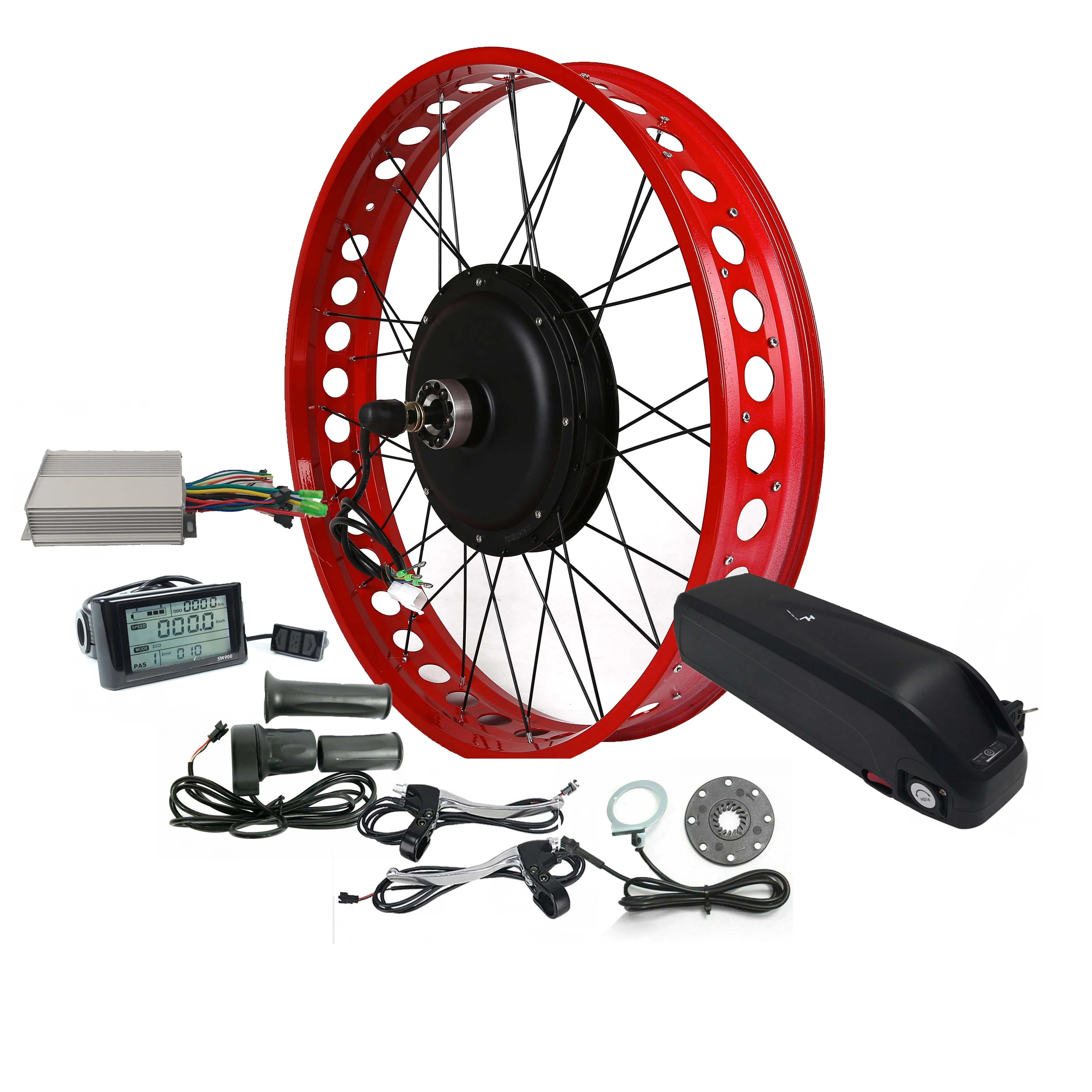 

48V 1500W Fat Tire eBike Hub Motor Cassette Rear Wheel Conversion Kits 170mm 190mm 20" 24" 26"