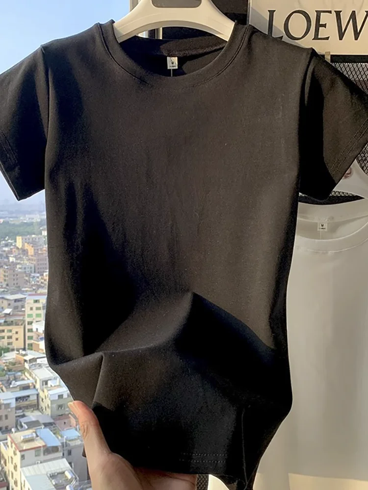 Женская хлопковая футболка с коротким рукавом Летние повседневные