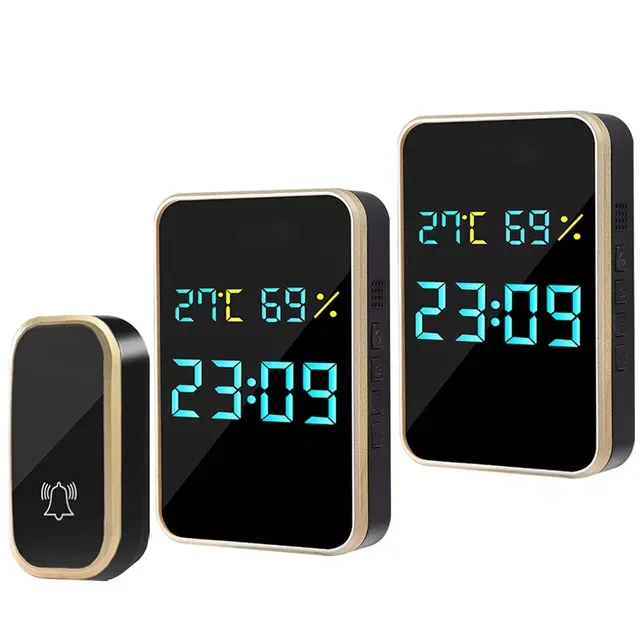 

Home Security Welcome Smart Wireless Doorbell Chimes Intelligent Temperature Humidity Time View Self-Powered Door Bell