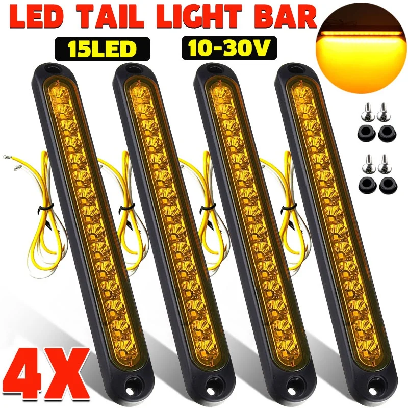 

10-30V 15 LED Trailer Tail Light Bar Stop Turn Tail Lights Brake Trailer Identification Light for Marine Boats Trucks Pickups