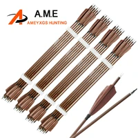 612pcs 100 pure carbon arrow 32 5 wood grain 340400500600 spine id 6 2mm 4 brown turkey feathers archery shooting hunting
