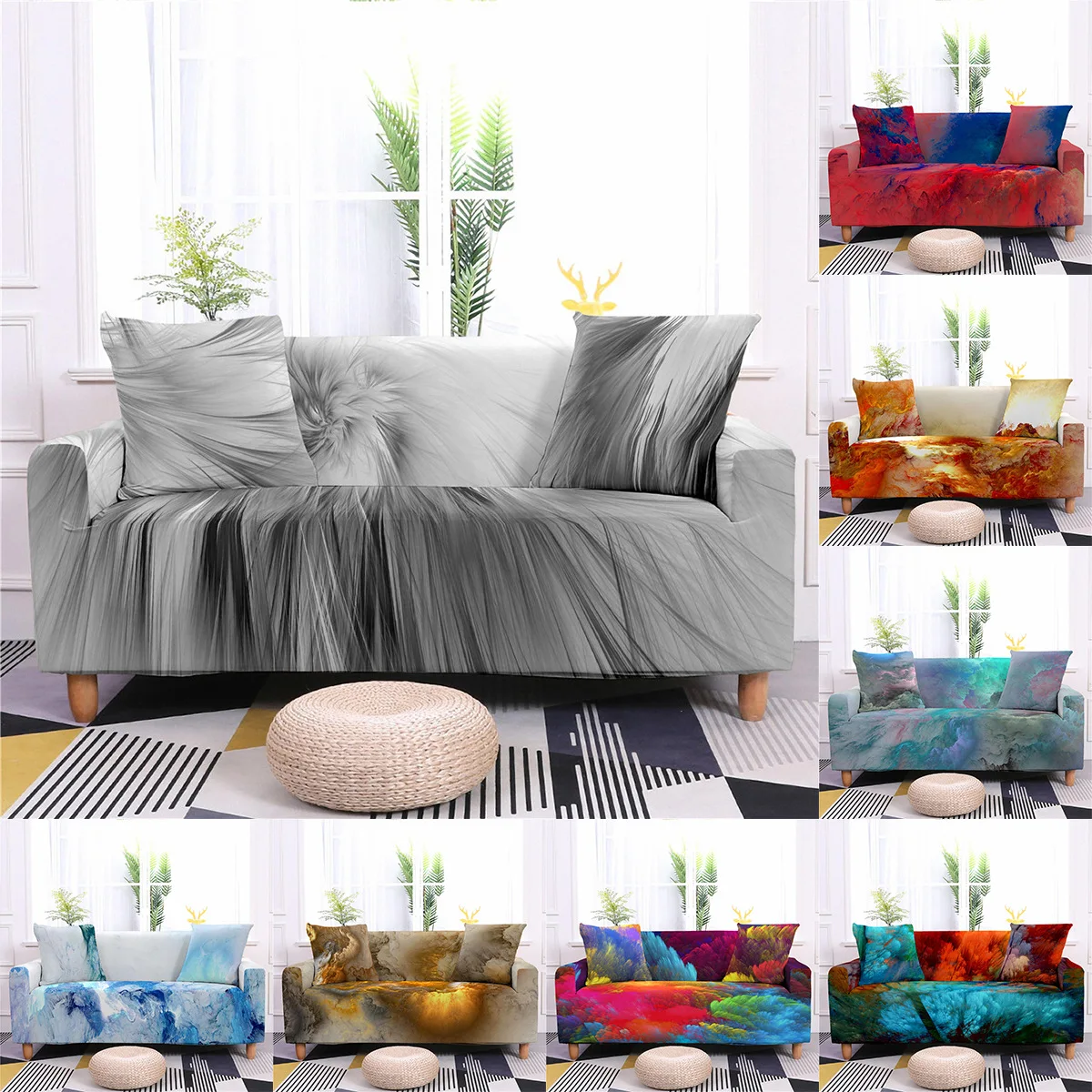 

Colorful Cloud Elastic Sofa Cover All-inclusive Anti-fouling Protective Cover Full-cover Cloth Towel Home Decor Nordic Style