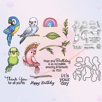 parrot birds stand on branch metal cutting dies clear stamp set diy scrapbooking stencil dies stamps for paper cards decor