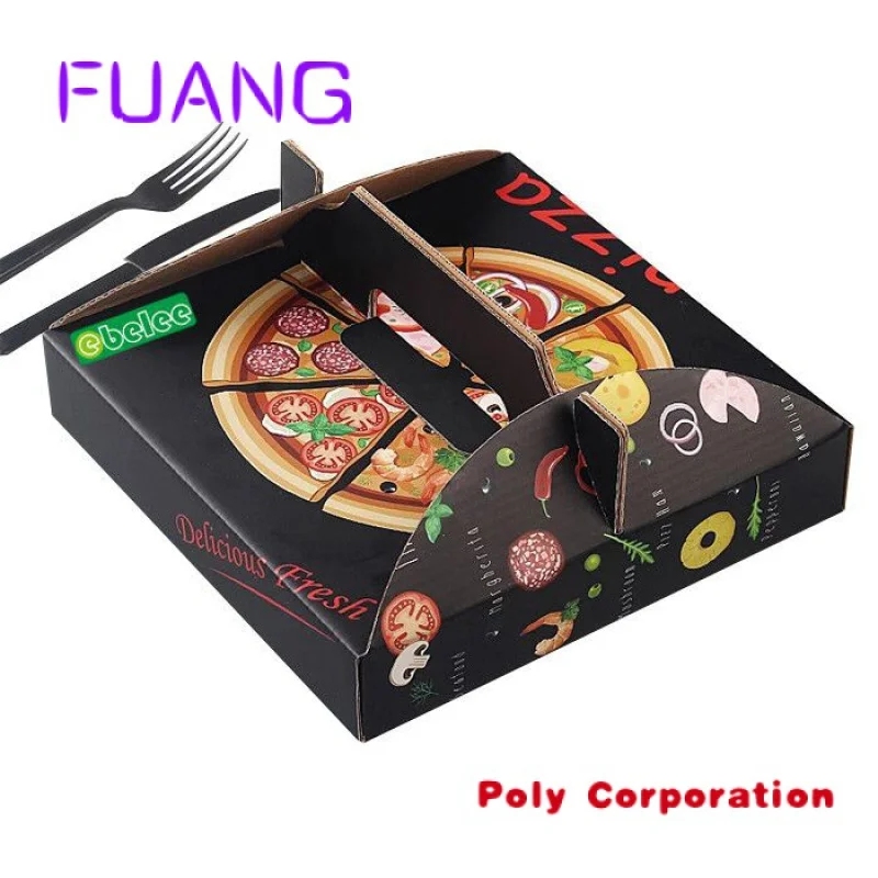 Wholesale E flute Take Away Black Custom Print Pizza Boxes Fast Food Carton Pizza Packaging Box 12inch