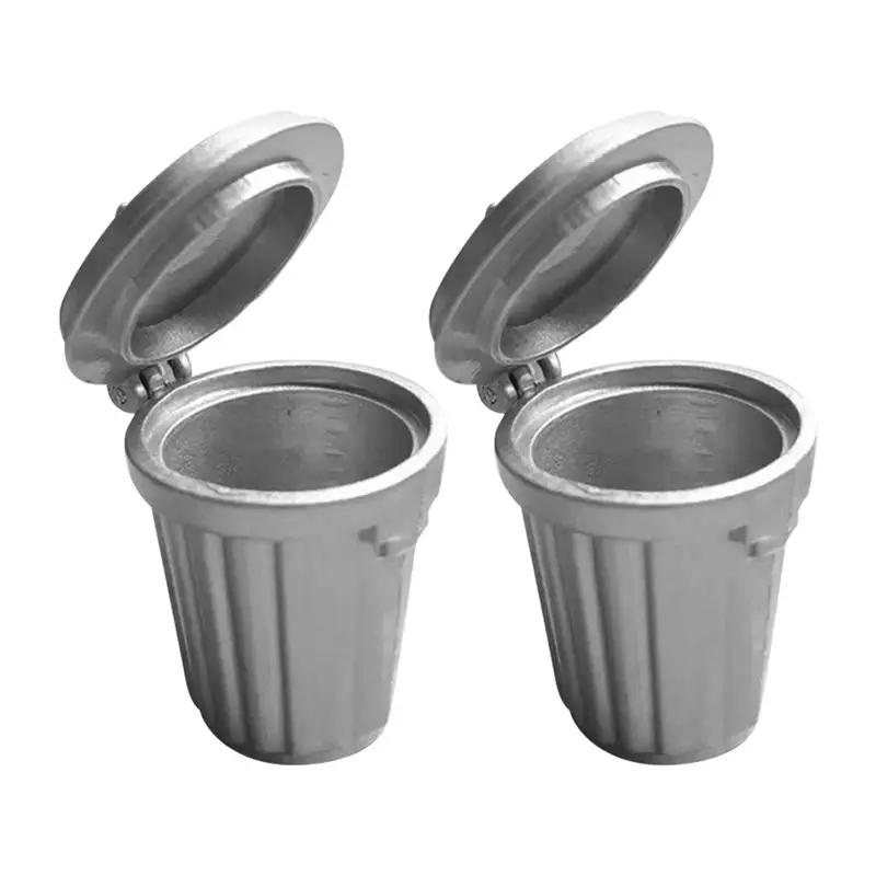 

2pcs Dollhouse Miniature Accessories Mini Metal Trash Can Simulation Furniture Garbage Can Model Toys for Doll House Decoration
