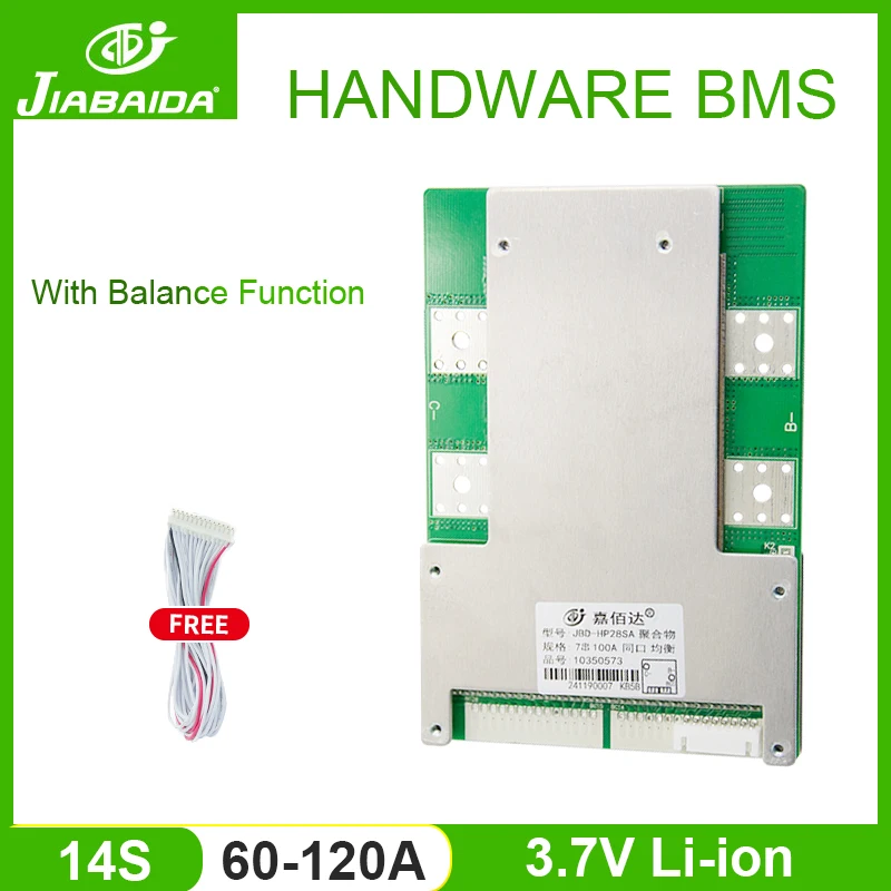 

JBD 3,7 V Li-Ion BMS 14S 48V 60A 80A 100A 120A PCM Защитная плата с балансом для литиевого аккумулятора