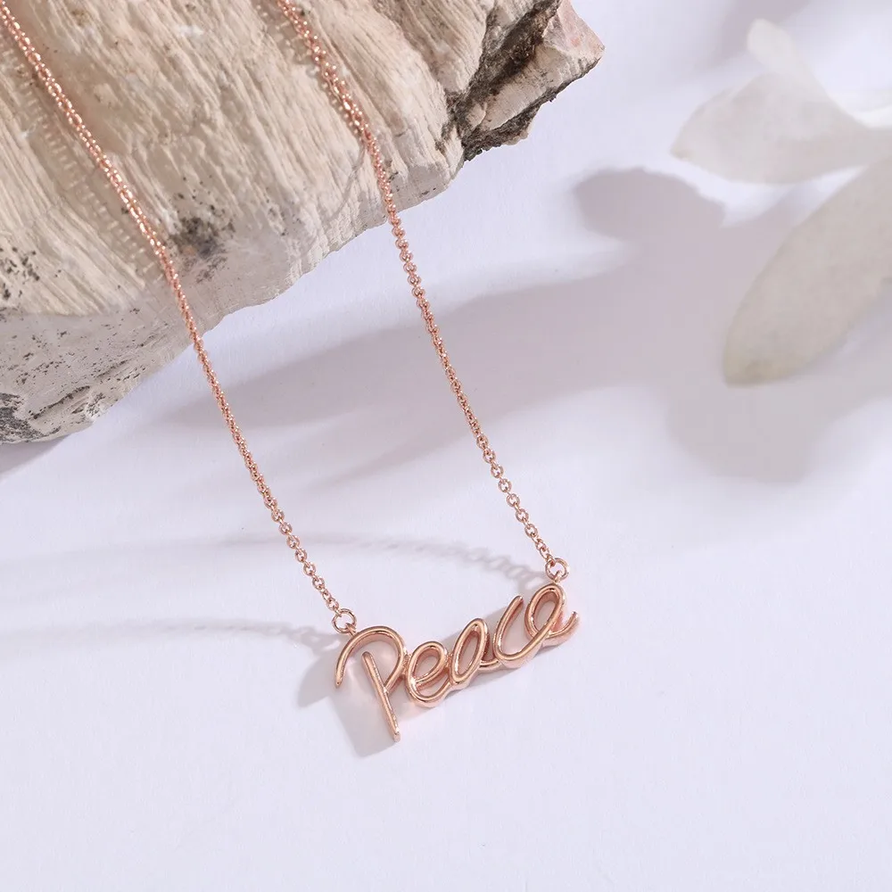 Women's Exquisite Letter Peace Pendant Necklace Fashion Jewelry Gift
