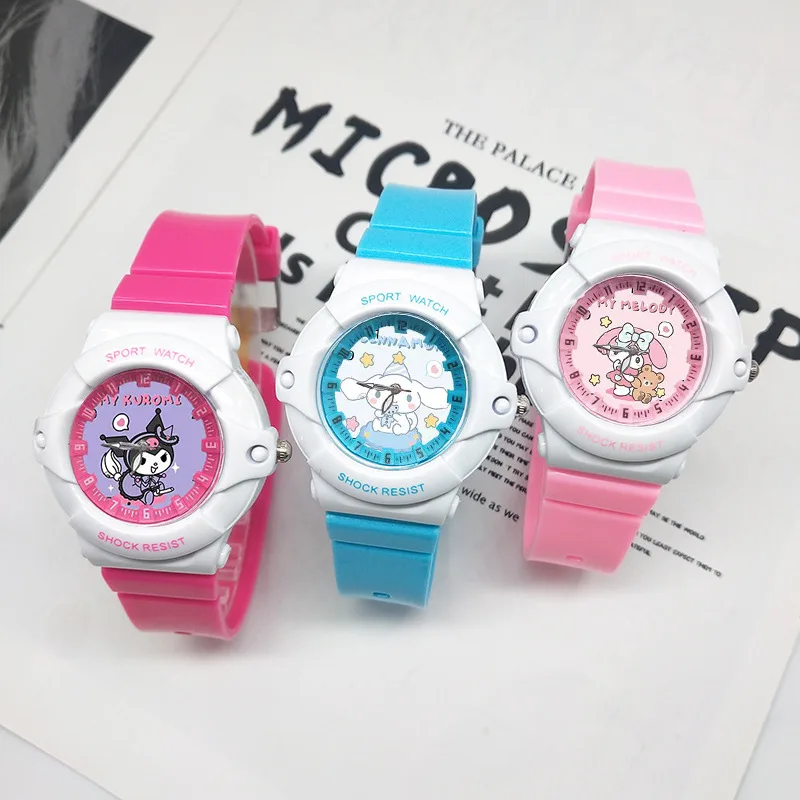 

New Anime Kuromi Cinnamoroll My Melody Hello Kitty Cartoon Kids Cute Waterproof Watch Round Dial Silicone Strap Holiday Gift