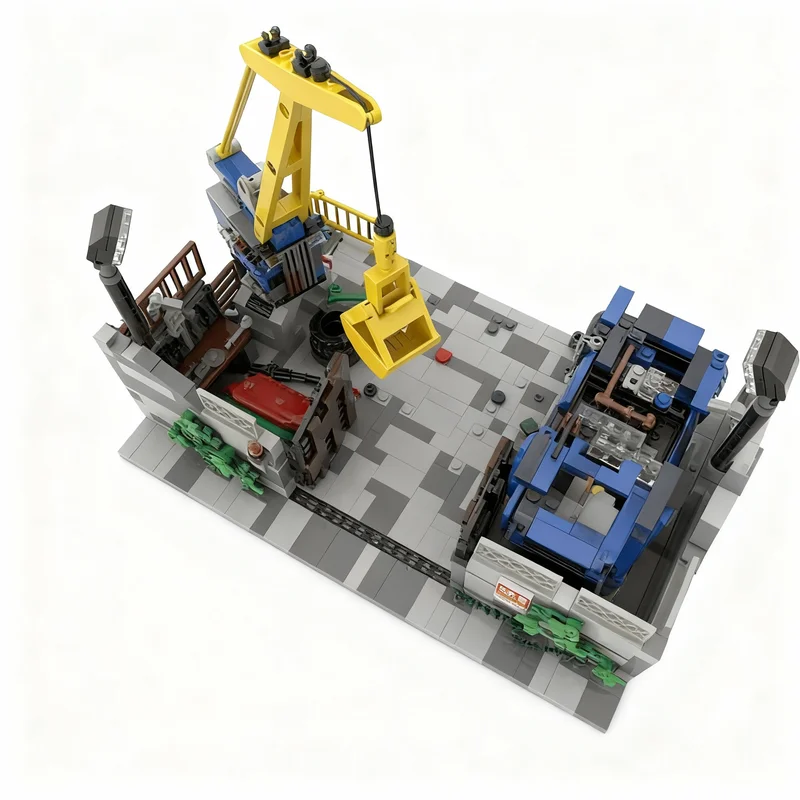 Фото 850 деталей MOC City Champions Speed Champion: Модель гаража для автомобилей, конструктор, игрушка, рождественский подарок, идея для творчества, подарок на день рождения №1