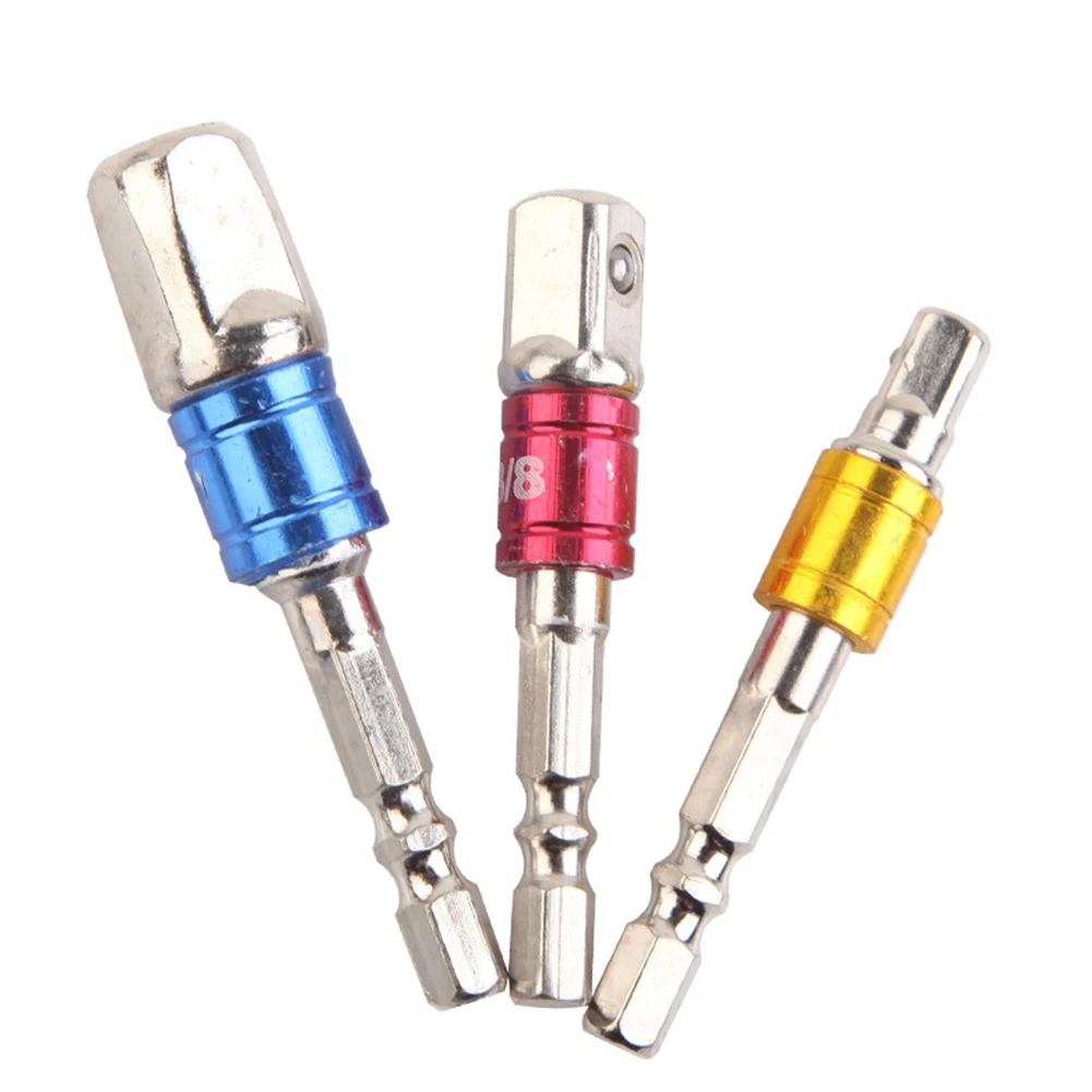 1pc Socket Adapter For Hand Held Driver Electric Drill Hex Shank Extension Bar 1/4 3/8 1/2 Nickel Plating New Silver Hand Tools
