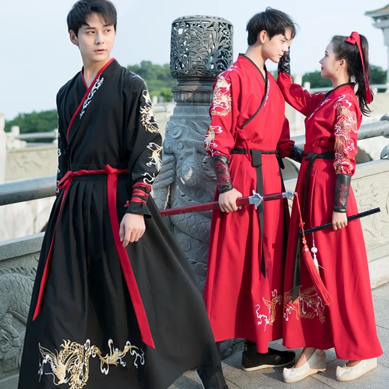 

Chinese National Folk Dance Costume Women Hanfu Cclothing Man Swordsman Outfit Male Couple CP Dress Tang Dynasty Prince Clothe