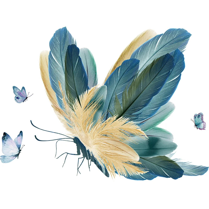 

Креативные настенные Стикеры с перьями, бабочками, фоном для гостиной, столовой, настенное украшение, обои для спальни