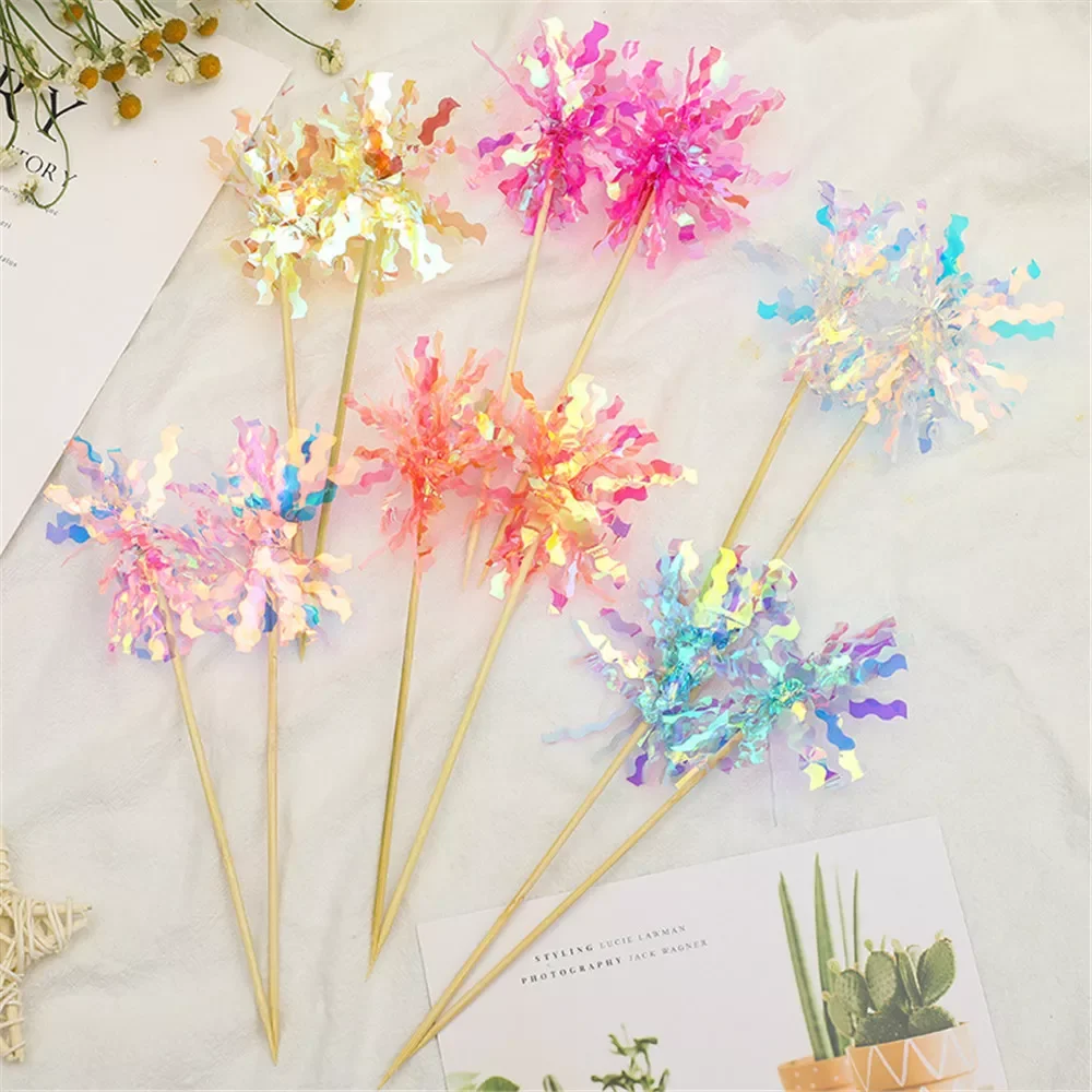 

2pcs/set Flowers Style Happy Birthday Cake Toppers Gold Birthday Cake Flags Decor For Wedding Birthday Party Cake Decorations