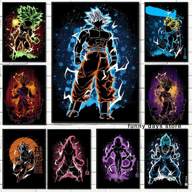 

Картина на холсте с изображением дракона из японского аниме, абстрактный Гоку, Необычные искусственные настенные картины для декора гостин...