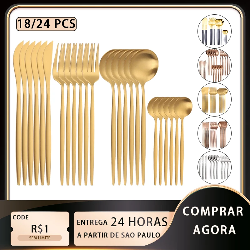 

24 Pieces Stainless Steel Cutlery Set Stainless Steel Knives And Forks Set