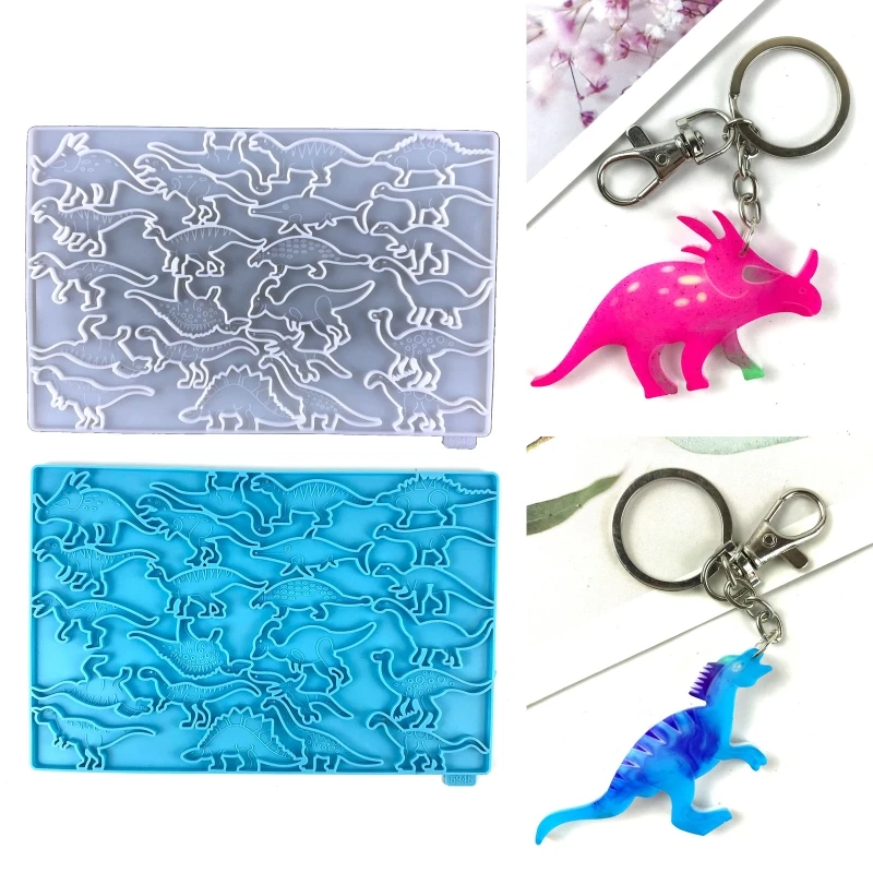 

Силиконовая форма «сделай сам» с динозаврами, с отверстиями, бирка для багажа, Хрустальный брелок, подвеска для сережек, инструмент для лить...