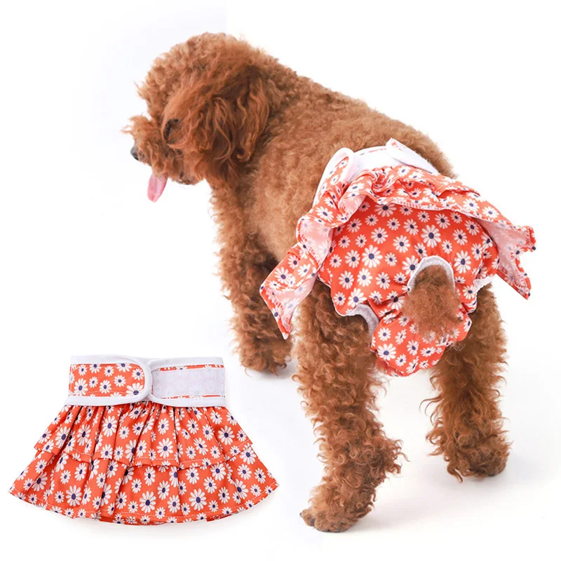 

Female Dog Sanitary Menstrual Panties Shorts Doggie Diapers Physiological Pants Pets Cotton Washable Underwear Cupcake Dress