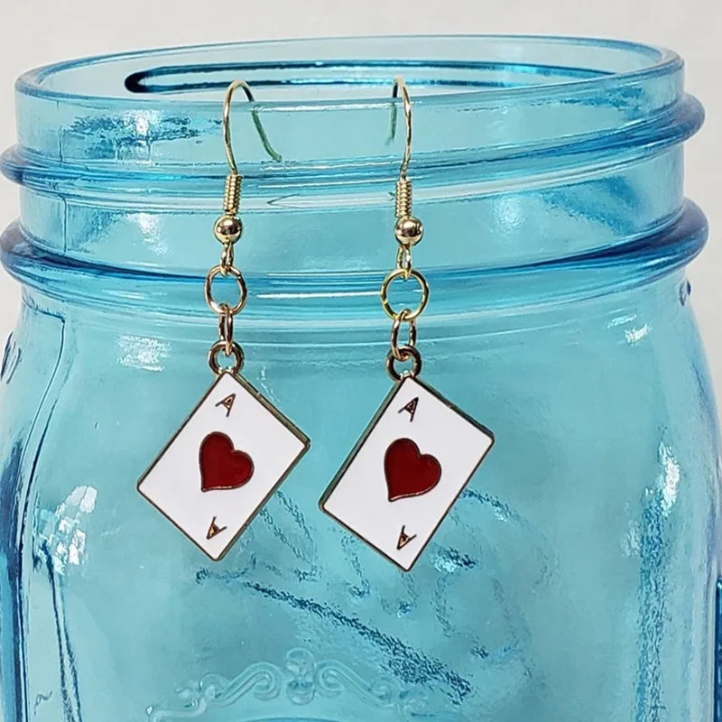 

Poker earrings, A of hearts, soft and cute pendants