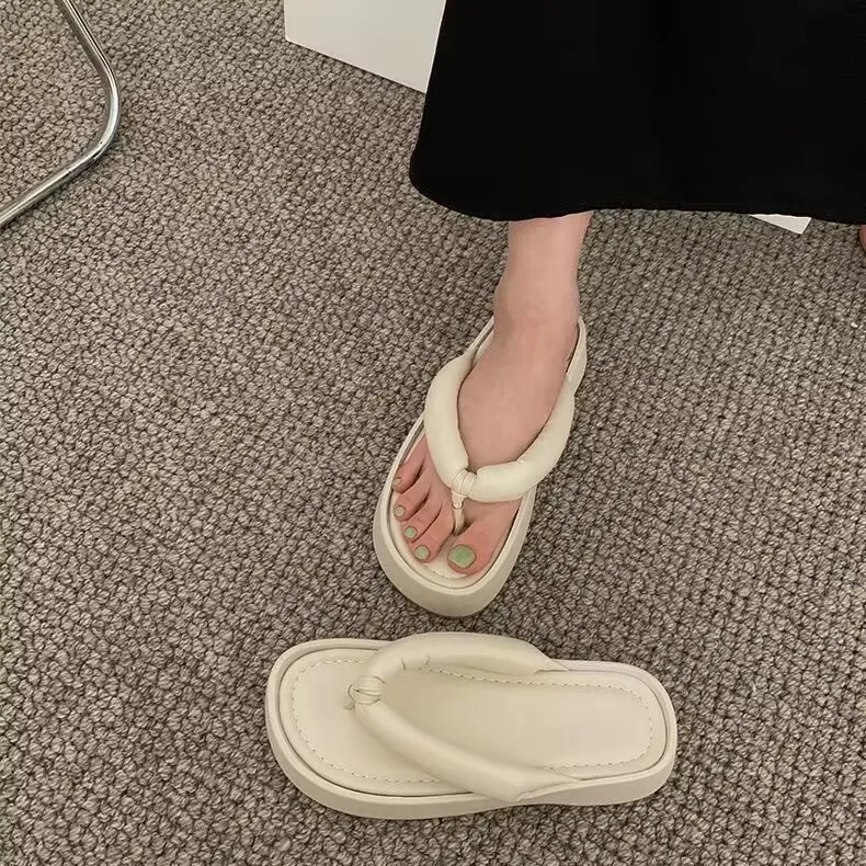 Women Fashion Bowknot Summer Slippers Clip Toe Flip Flops Shoes Female Platform Outdoor Beach Sandals Ladies Casual Flat Slides