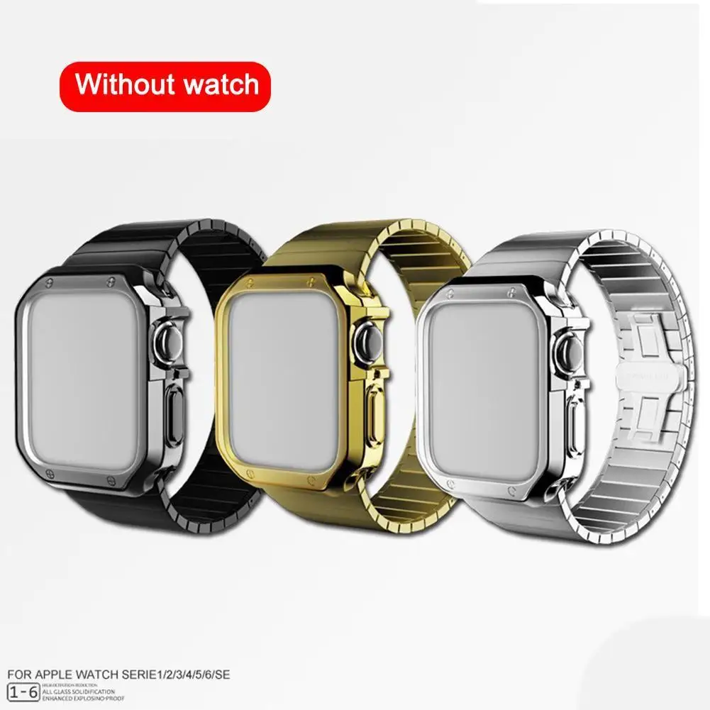 

for Apple watch Apple Watch TPU Plating Case One Bead Metal Steel Butterfly Buckle Strap Smart Watch Strap