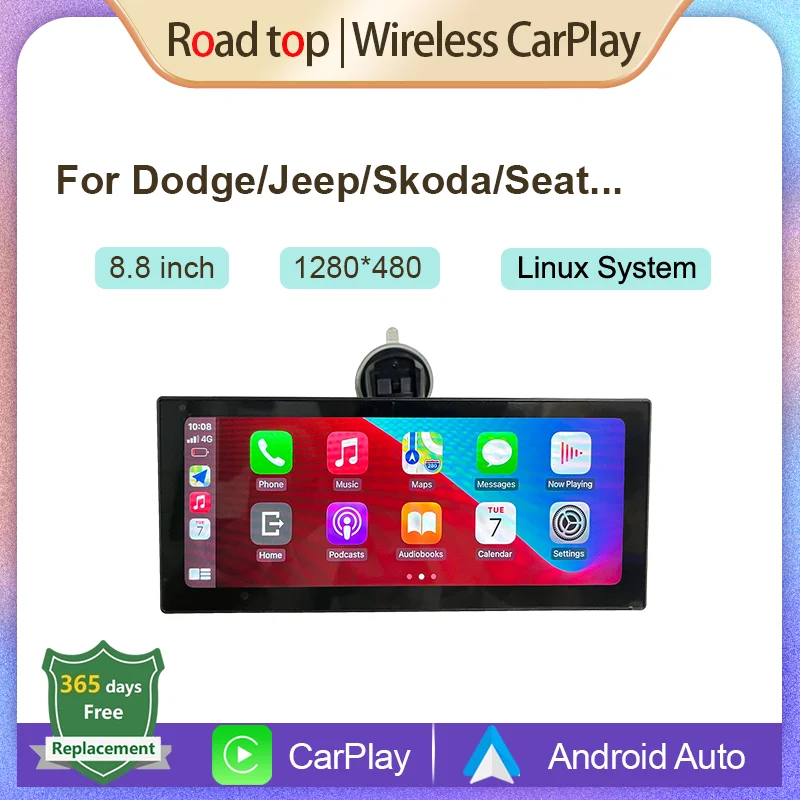 Road top Универсальный беспроводной CarPlay сенсорный экран для Dodge/Jeep/Seat с мультимедийным проигрывателем автомобильный Play Android Авто Bluetooth