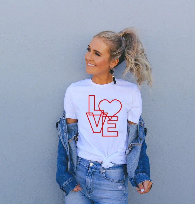 

Love Shirt Valentines Day T-Shirt Fashion funny Graphic clothings Gift for her Cotton Korean O Neck Casual Short Sleeve top tees