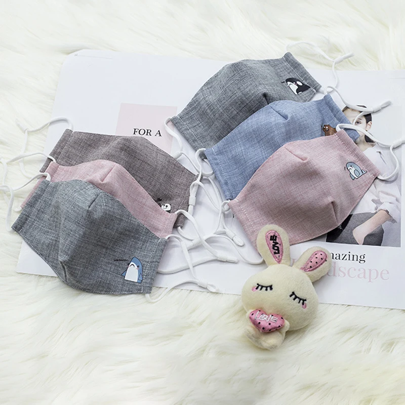 

Осенне-зимняя детская утолщенная теплая хлопковая маска с мультяшным принтом маска для лица уличная защитная маска моющаяся маска для лица