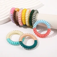 ruoshui woman jelly color telephone wire hair ties girls patchwork rubber band high elastic hairband scrunchies hair ring rope
