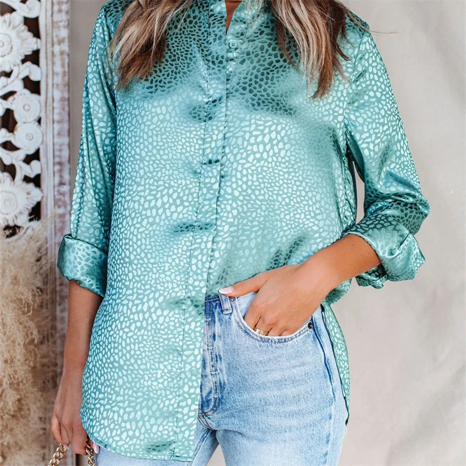 

Spring Autumn Shirt Women's Blouses Check Dots Long Sleeve Lapel Shirt Loose Casual Button Tops Medium And Long Blusas Mujer