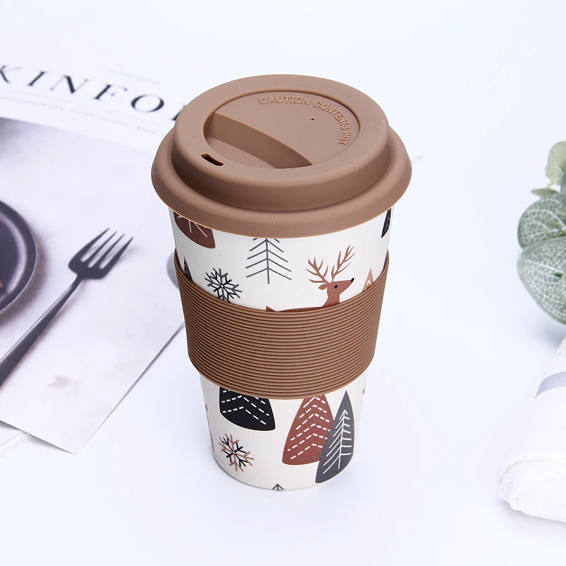 

Bamboo fiber Degradable cup creative traveling cup portable coffee mugs mark cup Eco Friendly Non-slip Home office Mugs With Lid