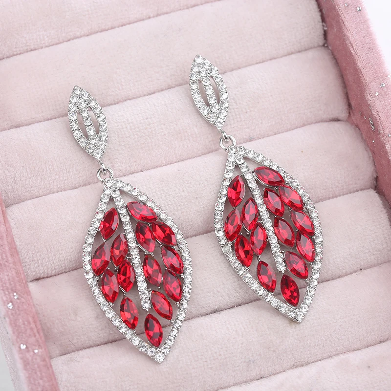 Veyofun серьги-капли в форме листа со стразами и кристаллами элегантные свадебные