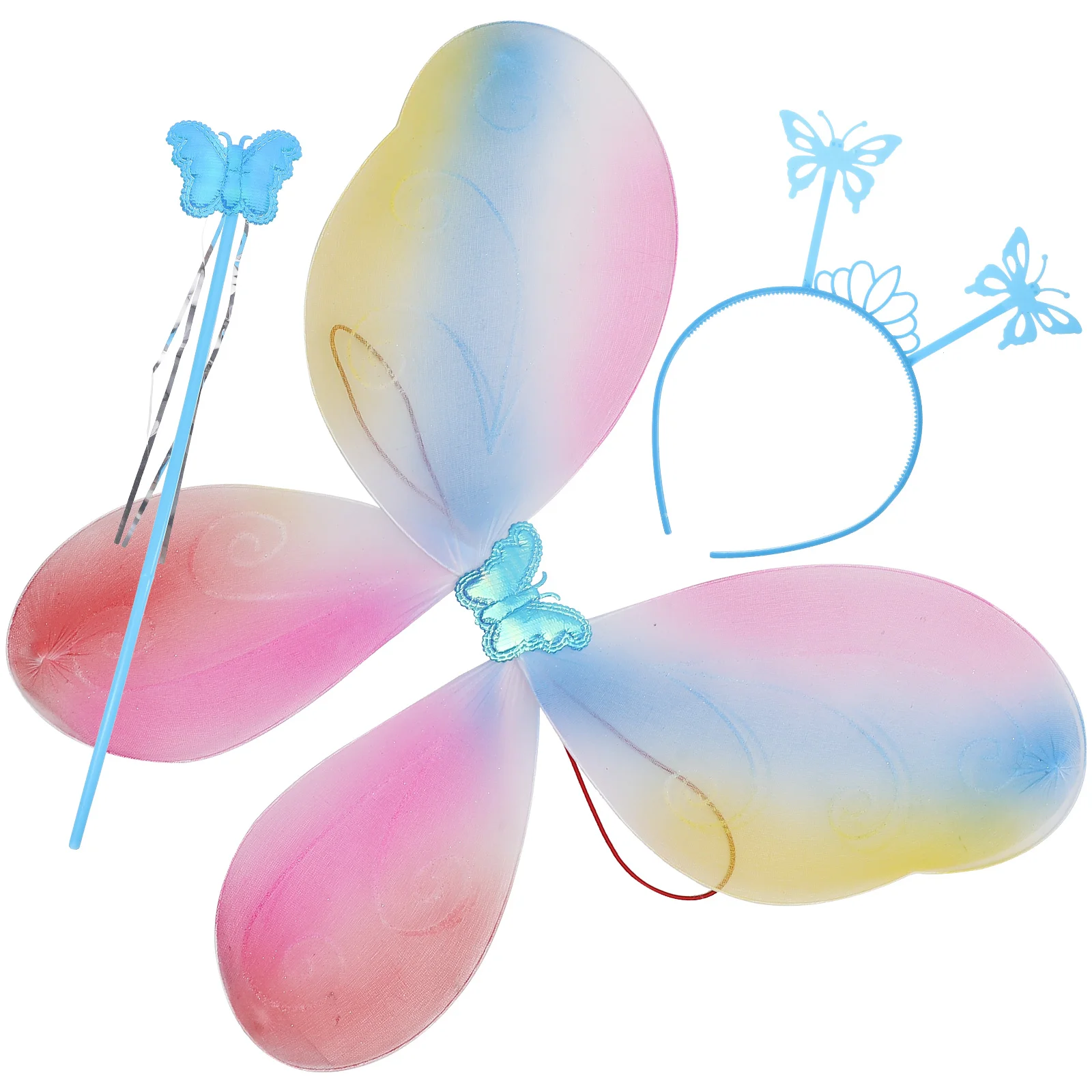 

1 Set of Kids Suit Set Butterfly Colorful Wing Costume Angel Wing Dress Up Party Favor