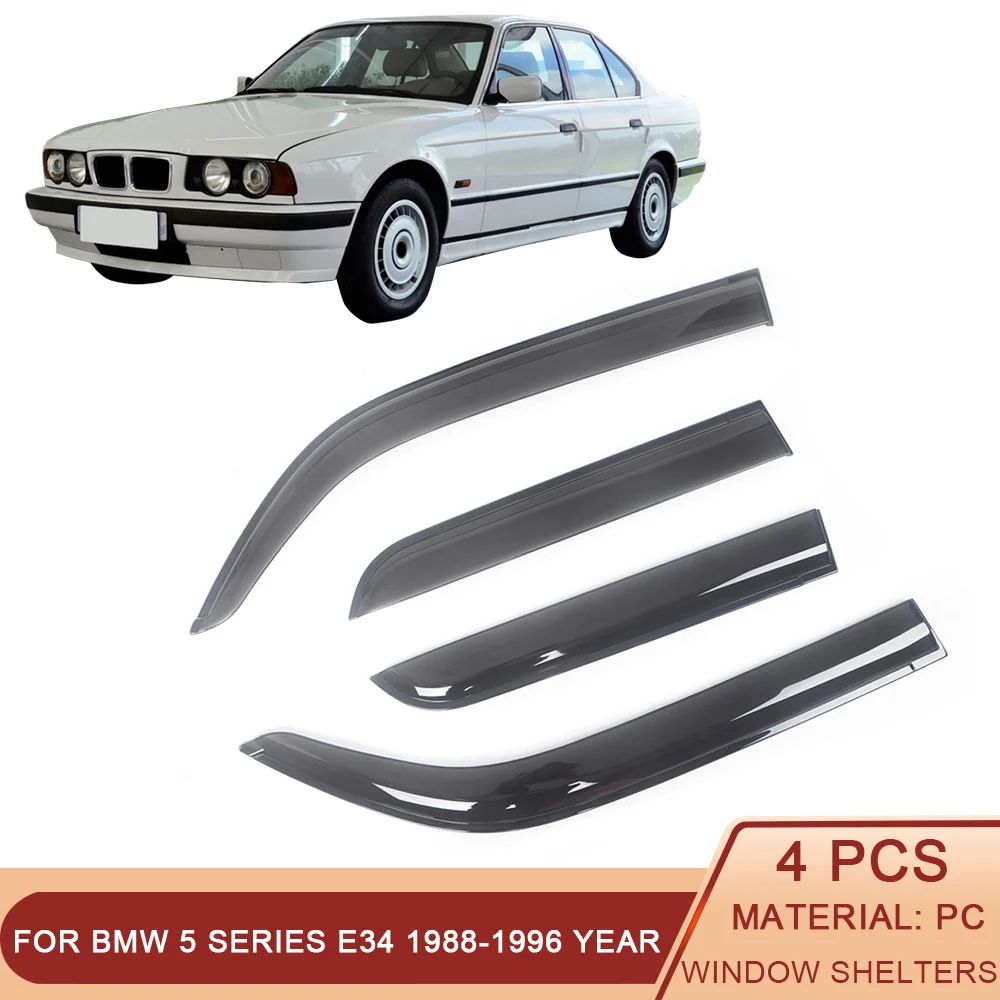 

For BMW 5 Series E34 1988-1996 Auto Black Tinted Car Side Window Visor Guard Vent Awnings Shelters Rain Guard Door Ventvisor