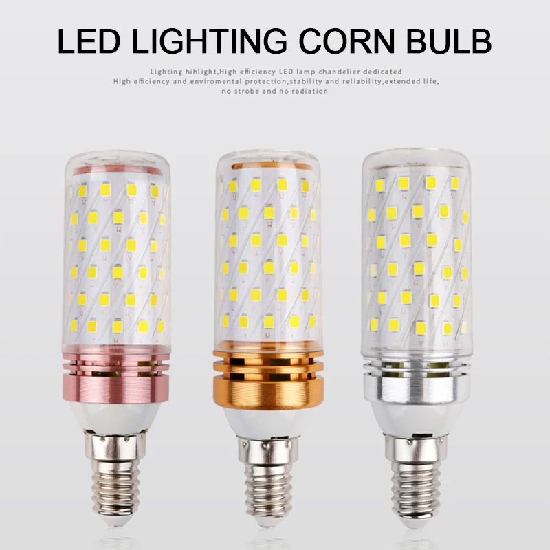

220V E27 E14 LED Corn Bulbs 12W 16W Rose Gold Silver Home Highlight Lamp Constant Current Household Energy-saving Bedroom Light