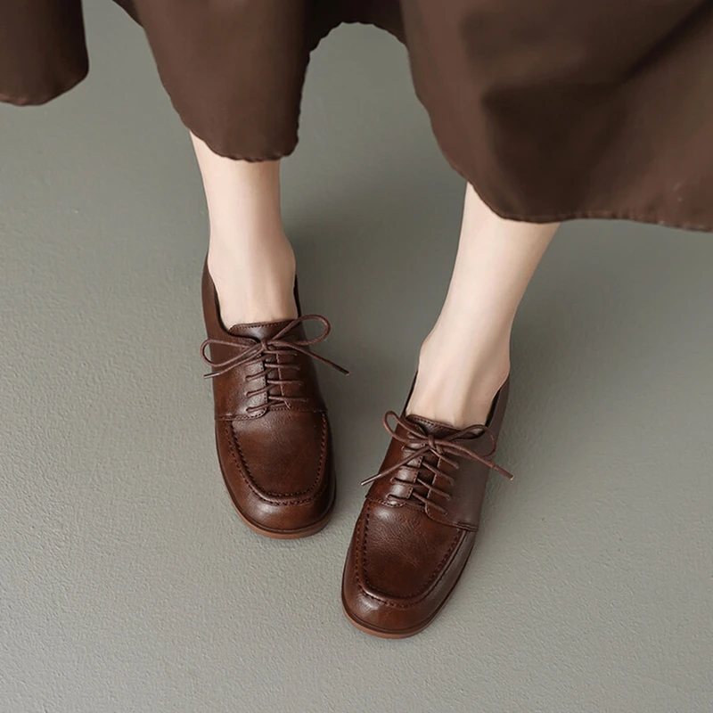 Новые осенние женские лоферы обувь из спилка для женщин туфли с круглым носком на