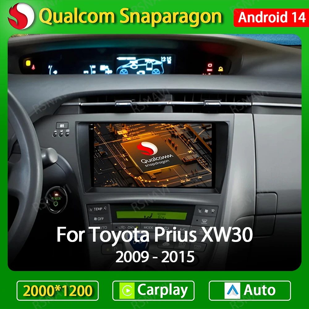 Автомобильный радиоприемник Android 14 для Toyota Prius 3 XW30 2009 - 2015 мультимедийный
