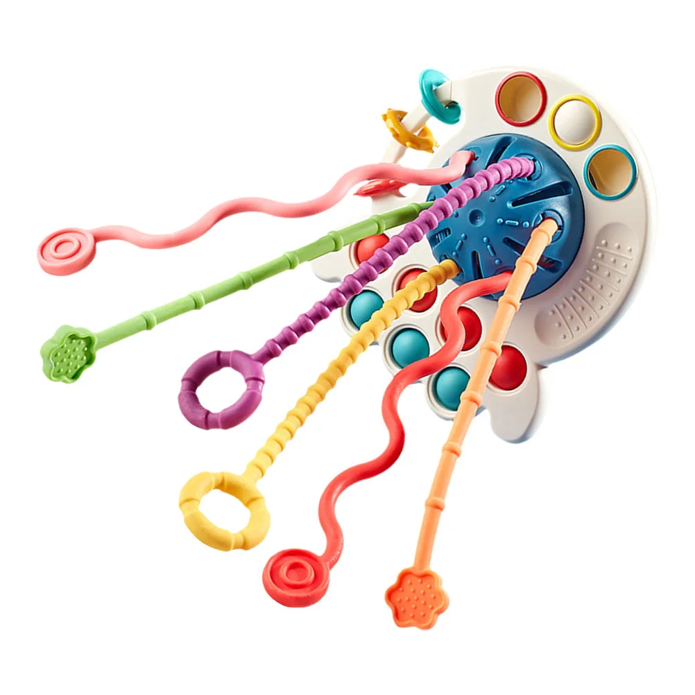 

Toys Toy Pull String Baby Silicone Sensory Rope Travel Montessori Octopus Activity Teether Early Kids Interactive Toddler Ufo