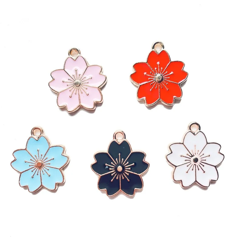 

10pcs 18mm Korean Enamel Flower Charms Pendant Alloy Necklace Earring Charm for DIY Jewelry Makings Supplies Wholesale Materials