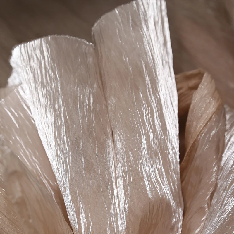 Блестящая органза ручной работы гофрированная ткань текстура кристальная пряжа