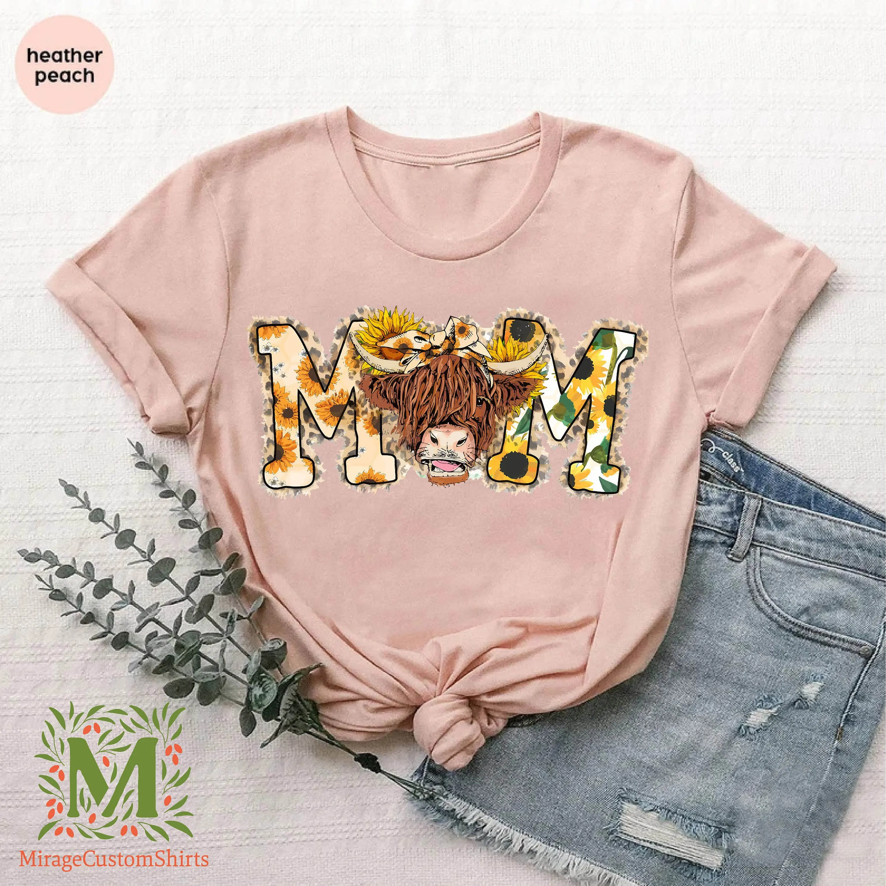 Футболка Highland Cow Mama для влюбленных в западном стиле День матери милая мама