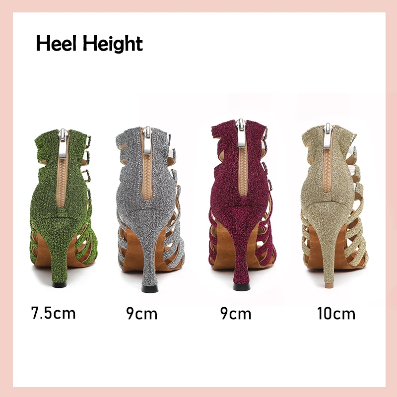 DKZSYIM New Women Jazz Dance Shoes Girls Ballroom Latin Shoes High Quality Salsa Waltz Dancing Shoes Thin High Heel 6cm-10cm