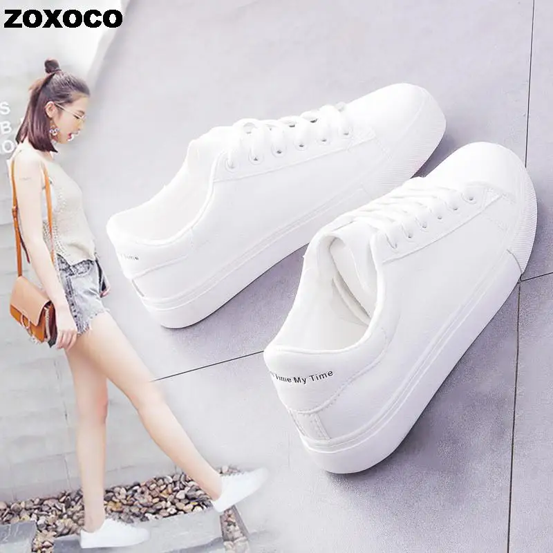 Women Sneakers 2022 Fashion Breathble Vulcanized Shoes Pu Leather Platform Shoes White Lace Up Casual Shoes Zapatos Mujer