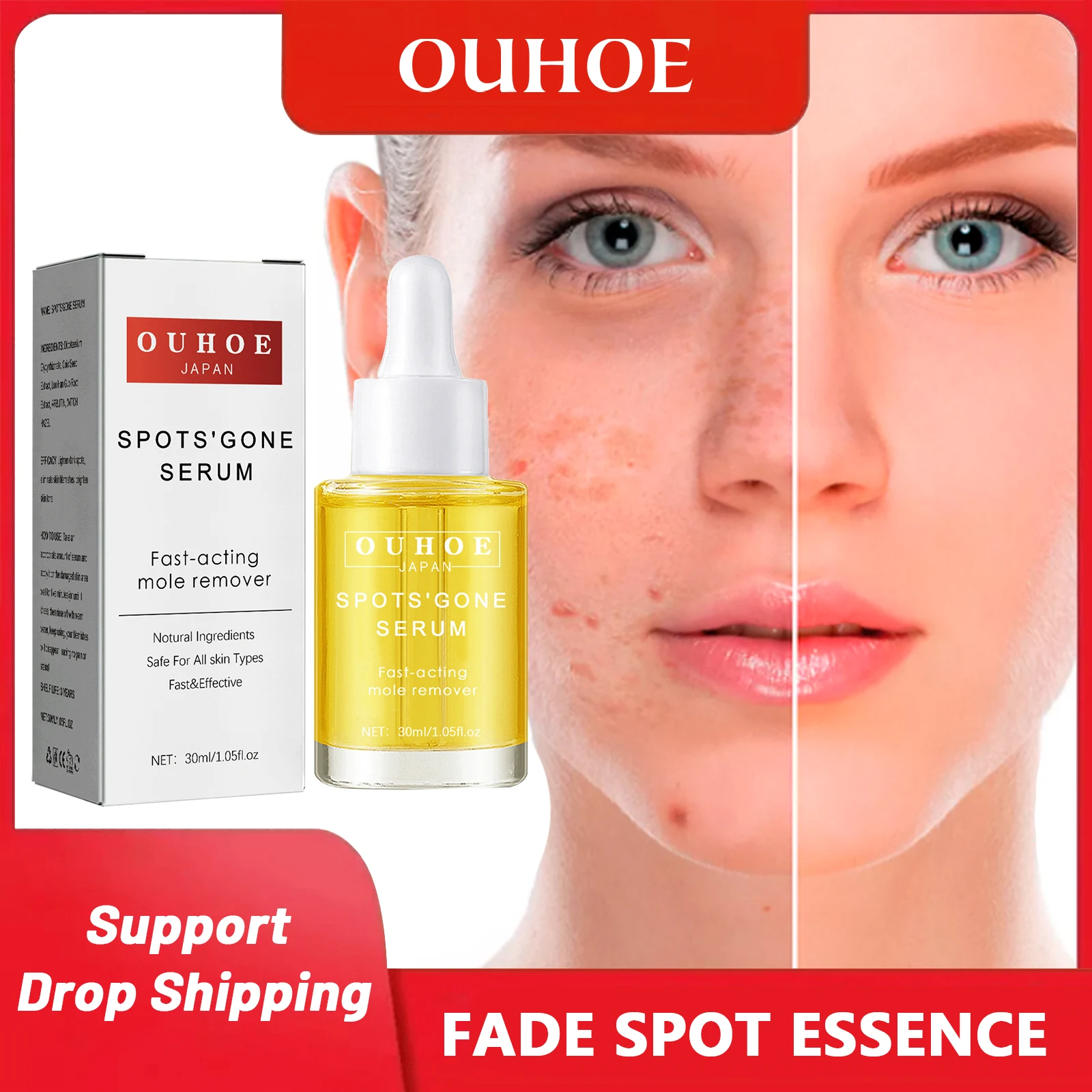 

Hyaluronic Acid Lighten Essence Brighten Dark Spot Remove Acne Moisturizing Anti Aging Face Skin Care Whitening Serum 30Ml