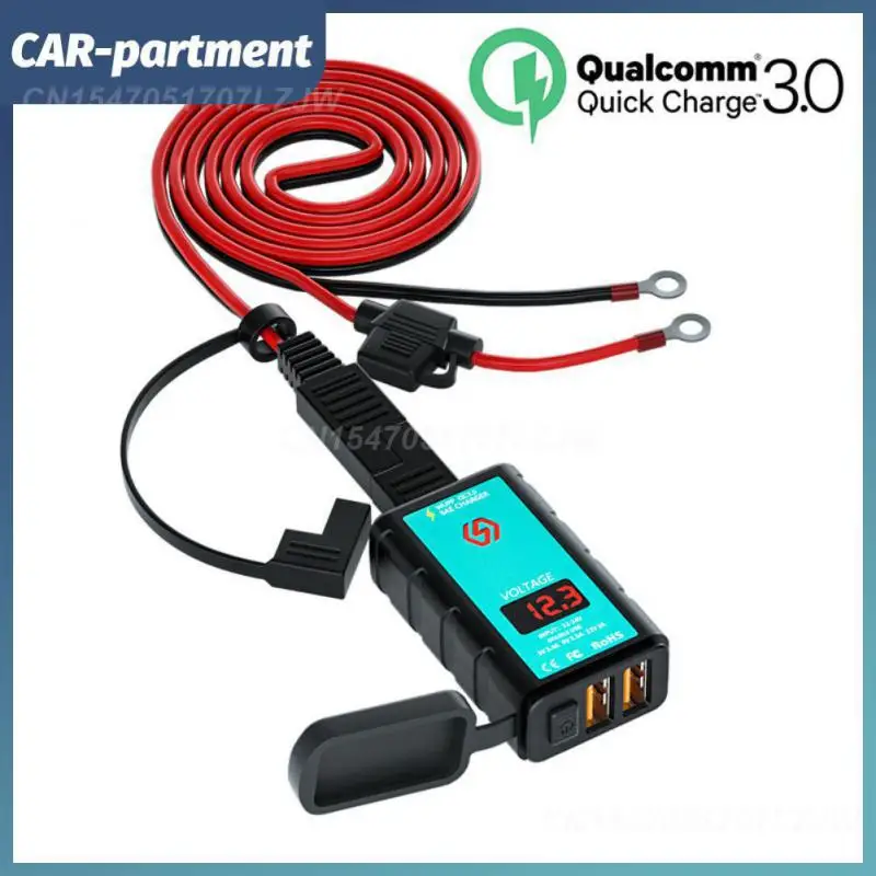 

Practical Dual Qc3.0 Square Charger Convenient Motorcycle Sae Plug 1.4m Ot Terminal Cable Durable Usb Mobile Phone Charger