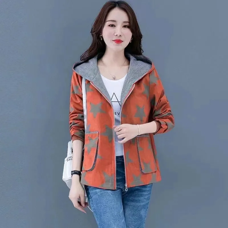 

Double-deck Short Coat Women's Spring Autumn 2023 New Korean Loose Jacket Versatile Casual Hooded Cardigan Female Windbreake