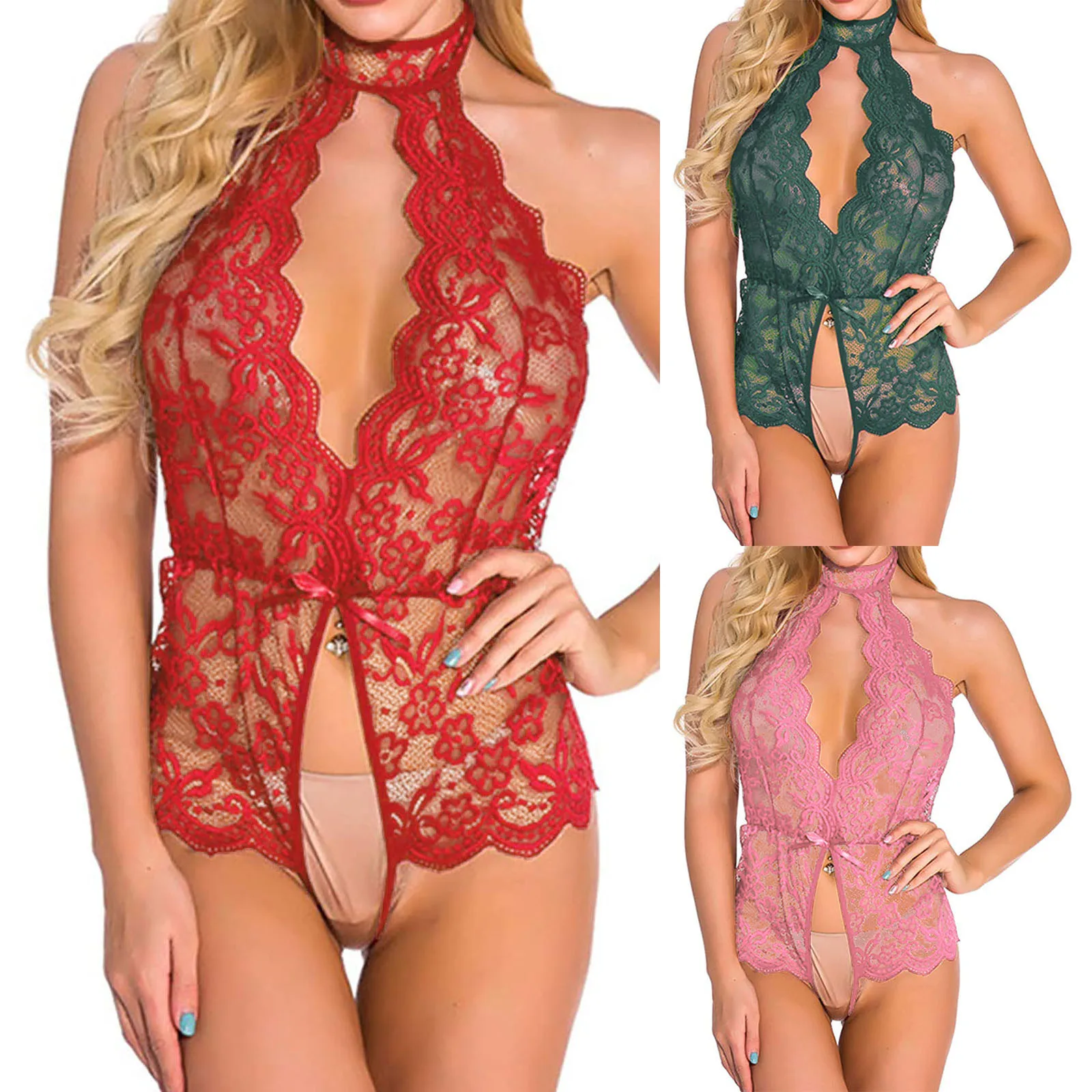 

Women Fashion Lingerie Roleplay Lingerie Sexy Women Costumes Red Plaid Lace Lingerie underwear lenceria para damas