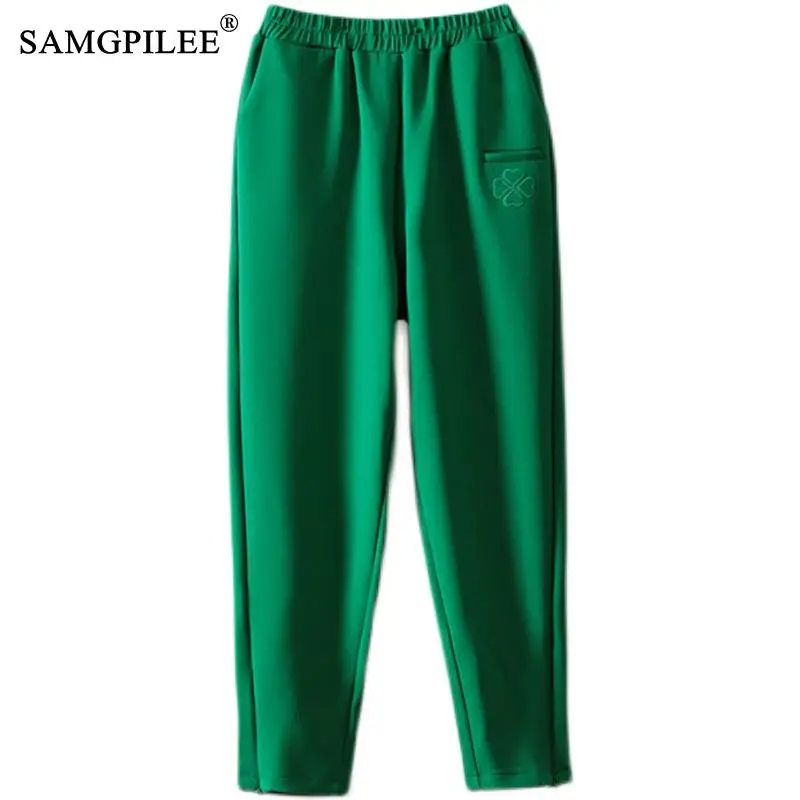 Женские хлопковые шаровары с вышивкой в виде сердца на молнии