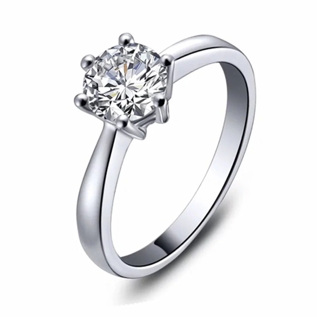 

Copy Classic Six Clawmoissanite Diamond Stone Ring Women's 18k White Gold American 1 Carat Ring Imitation Proposal Ring Envio Gr